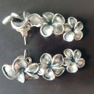 Kabana Sterling Silver Plumeria Drop Earrings